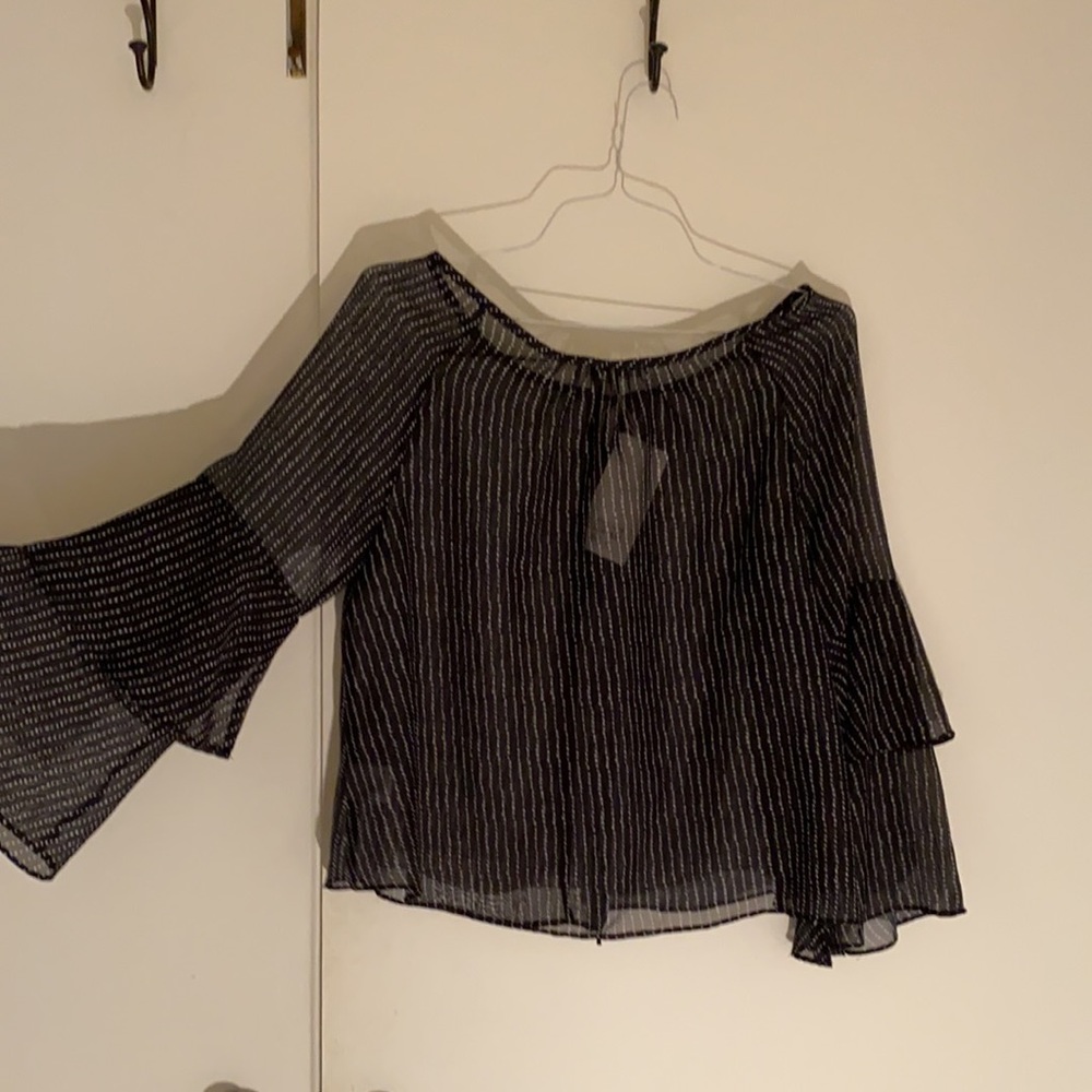 Pretty sheer black and white blouse